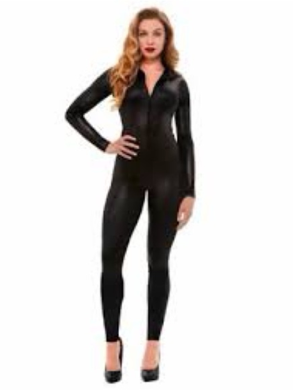 Spirit Black Faux Leather Full-Length Jumpsuit